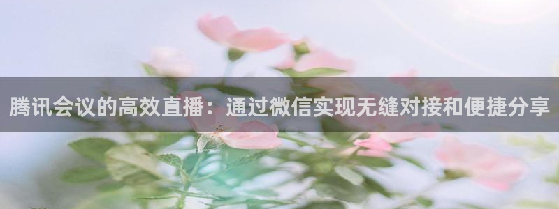 24直播网中超：腾讯会议的高效直播：通过微信实现无缝对接和便捷分享